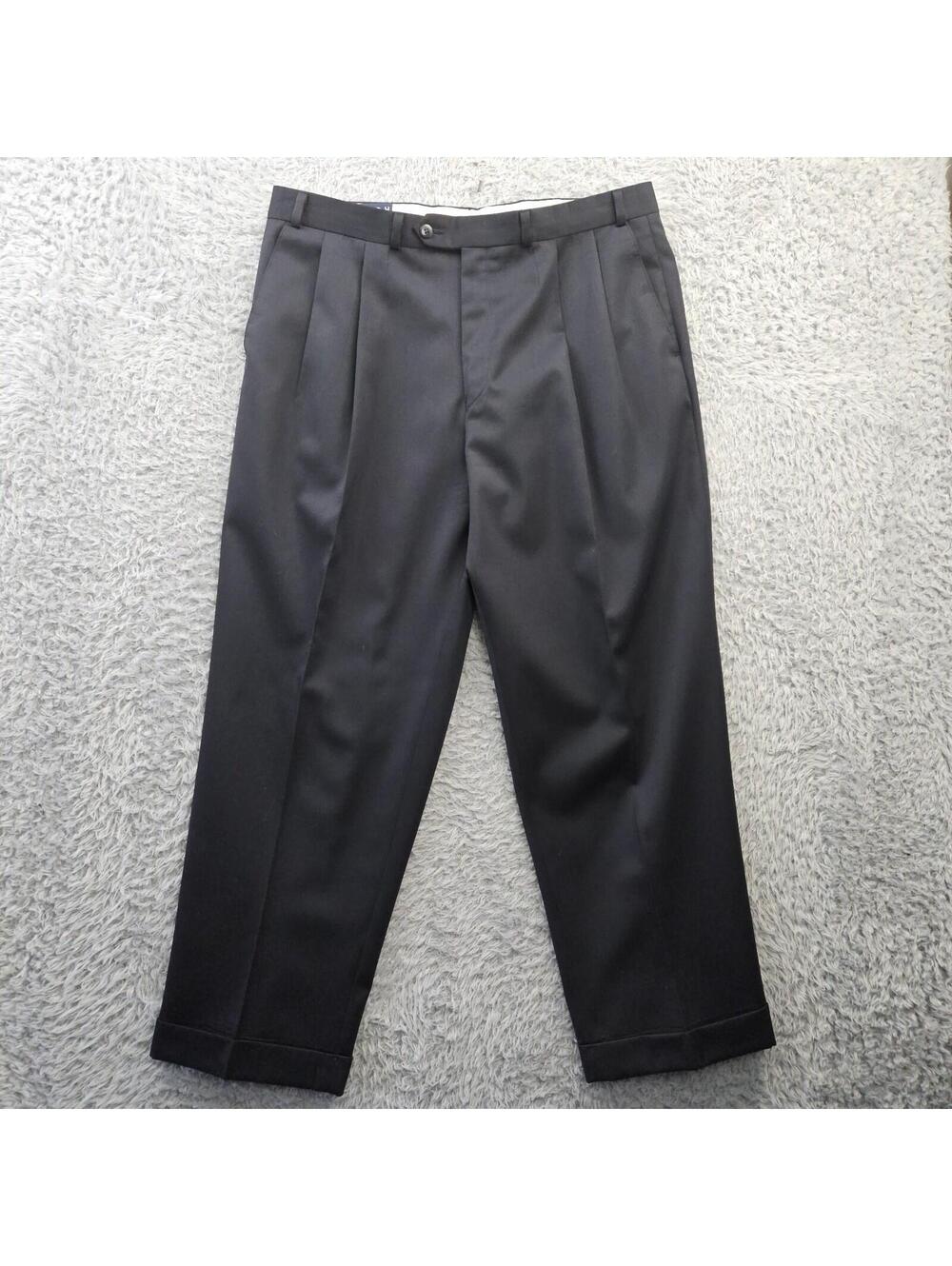 Vintage 90s Ralph Ralph Lauren Black Dress Pants Wool Pleated 35-36x28.5 No Flaw